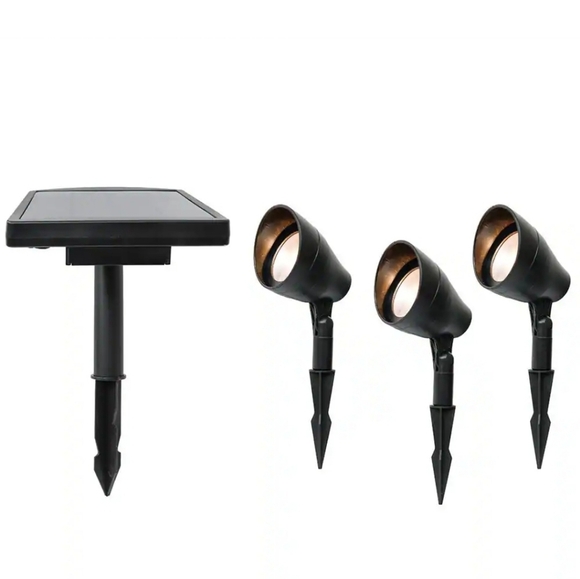 NEW in BOX Hampton Bay Solar LED 3-Head Solar Spotlight Kit - Picture 2 of 8